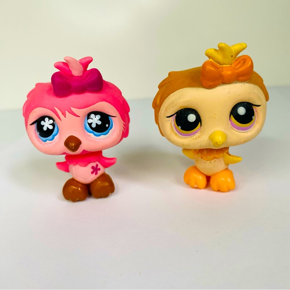 Littlest Pet Shops G1 LPS Pink Owl #496 and Orange Owl #431